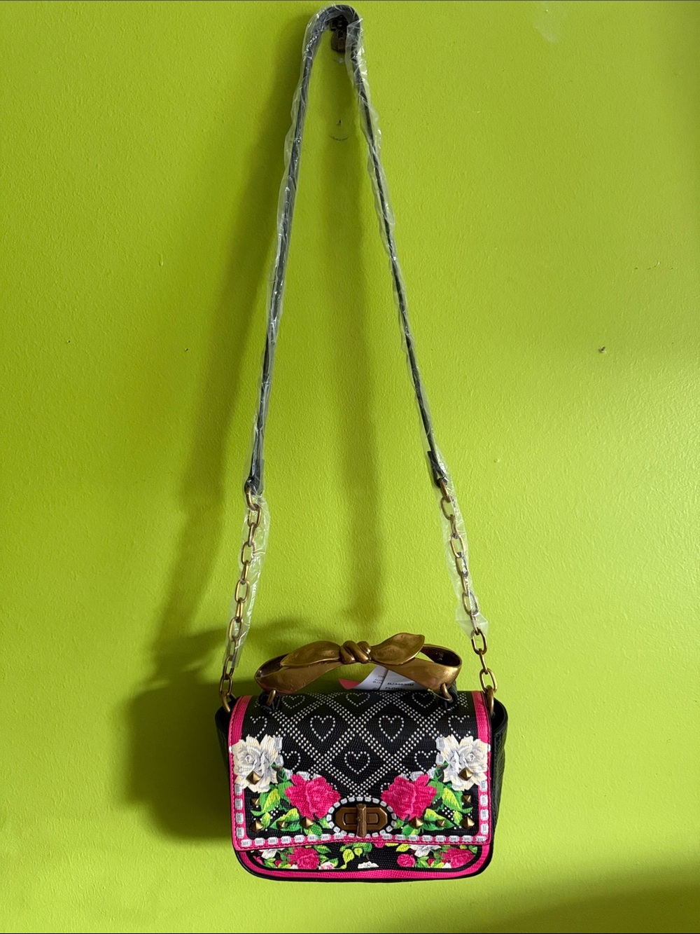NWT Betsey Johnson Can You Handle It Mini Floral Shoulder Bag Purse 8"x5"